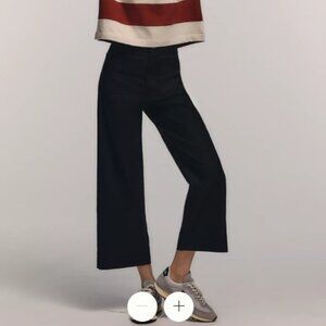 Maeve - The Colette Cropped Wide-leg Pants In Black- 27P. Magic Fabric.